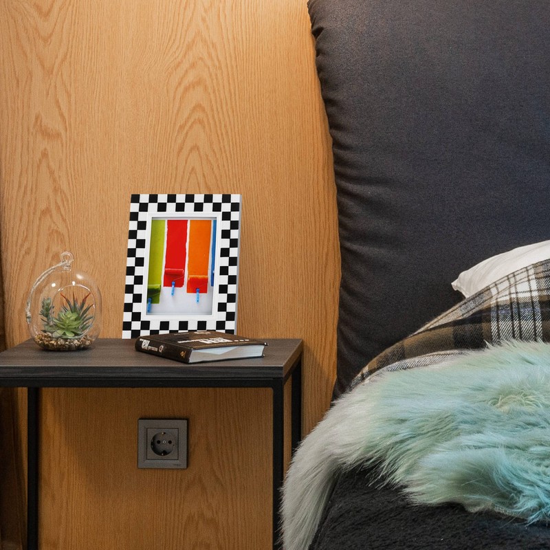 FJXMFRAME Black and White Picture Frames 5x7 Checkered Picture Frame