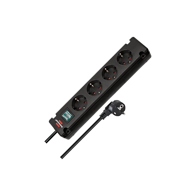 Brennenstuhl Bremounta 4-Way Power Strip with Switch, Multi-Socket with 90-Degree