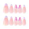 24 PCS Flower Press on Nails,Medium Almond Purple False Nails