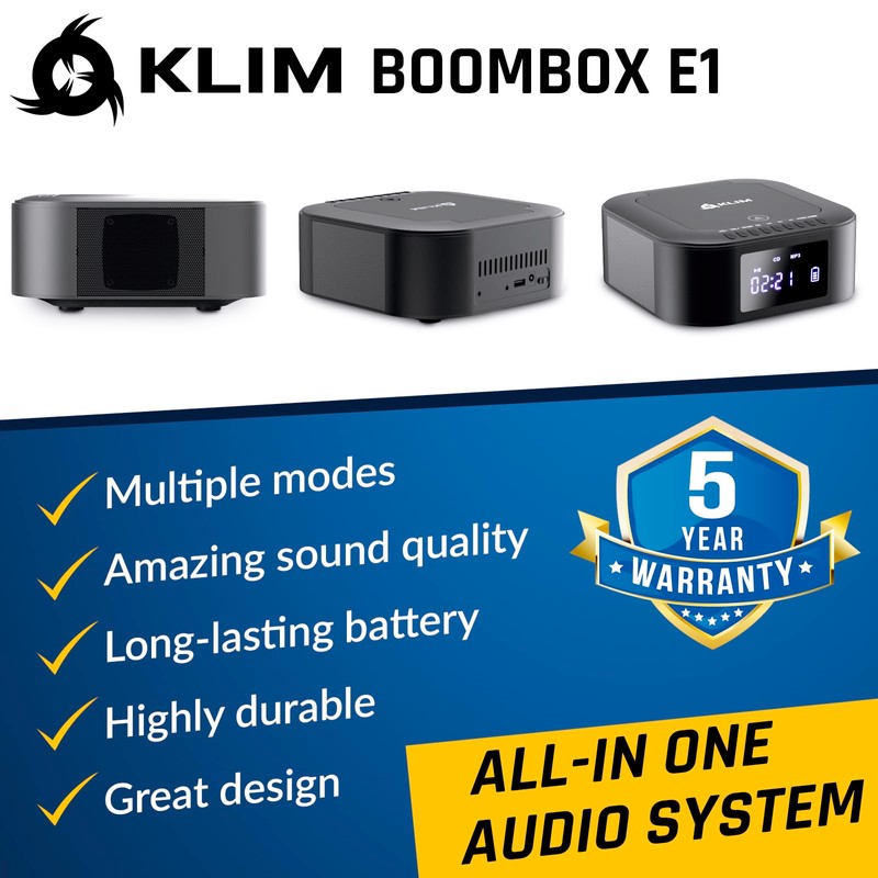 KLIM Boombox E1 with CD case - CD Player Portable