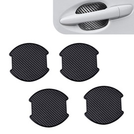 Zeathery 3 PCS Car Door Handle Cup Scratch Protector, Carbon Fiber Texture Anti-Slip Scratch-Resistant Door Handle Sticker, Vehicle Paint Protective Film Decoration, for Most Cars (Black)