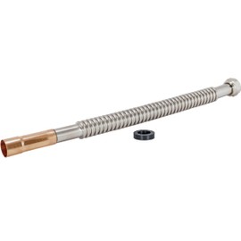 Eastman 12 Inch WaterFlex Water Heater Connector, 3/4 Inch FIP x 3/4 Inch Female Sweat, Stainless Steel Corrugated Water Heater Supply Line, 437412