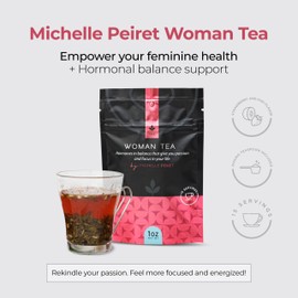 Michelle Peiret Herbal Tea for Women | Organic Green Tea with Tulsi, Shatavari, Fenugreek, Rosehips, Fennel, Chamomile & Raspberry Leaf | Hormonal Wellness, Energy, Mood & Vitality | Strawberry Flavor | 15 Natural Tea Bags