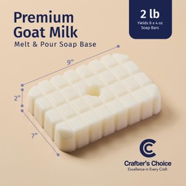 Crafter's Choice Premium Glycerin Melt and Pour Soap Base for Soap Making and DIY Crafting Projects, 2LB Block (Goat Milk)