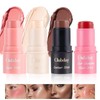 Long Lasting Highlighter & Contour & Blush Stick, 4 Counts/set Waterproof Makeup Stick, Easy To Blend Face Contour Makeup Products, Cosmetic Gift for Women