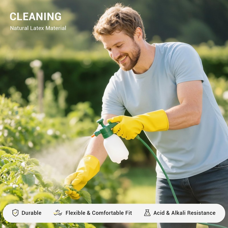 ThxToms 6 Pairs X-Large Cleaning Gloves, Reusable Natural Rubber Dish