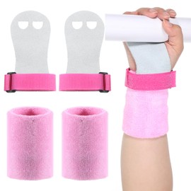 Gymnastics Grips Wristbands Sets for Girls Youth Kids Gymnastic Hand Grips Gloves Wristbands Gymnastic Bar Palm Protection Wrist Support Sports Accessories for Kids Workout Exercise Training