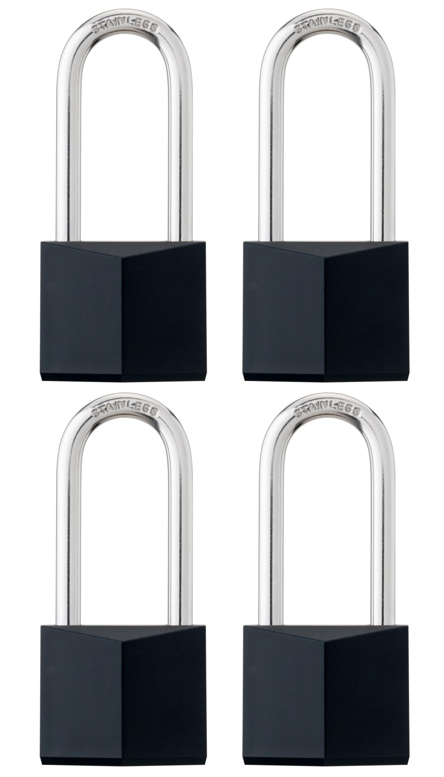 4-Pack Keyed Alike Locks, Black Covered Brass Keyed Zambia