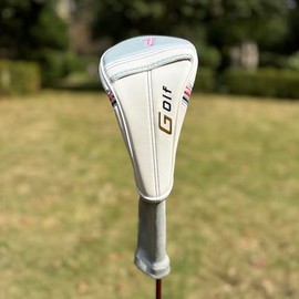 Golf Head Cover Golf Club White Leather Headcovers Set Fits Driver Fairway Wood Hybrid Utility Putter Iron Wedge Headcover.