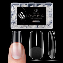 Modelones Nail Tips, 510 Pieces, Full Cover Nail Tips Set, Gel Tips Set, Pre-Buff PMMA Resin Nail Tips, Artificial Nails for Sticking, Nail Art, DIY, Medium Square