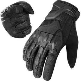 AXBXCX Tactical Motorcycle Gloves for Men - Rubber Protection Airsoft Gloves Touch Screen Motorcycle Full Finger Gloves for Paintball Riding Driving Cycling Outdoor Sport Black S