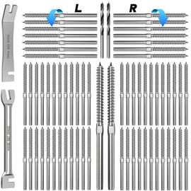 Steel DN Mate 100 Pack T316 Stainless Steel Right&Left Handed Thread Swage Lag Screws for Wood Post of 1/8" Steel Cable Railing Kit, Cable Railing Hardware, DIY Deck Railings, Wrench Include-DM50
