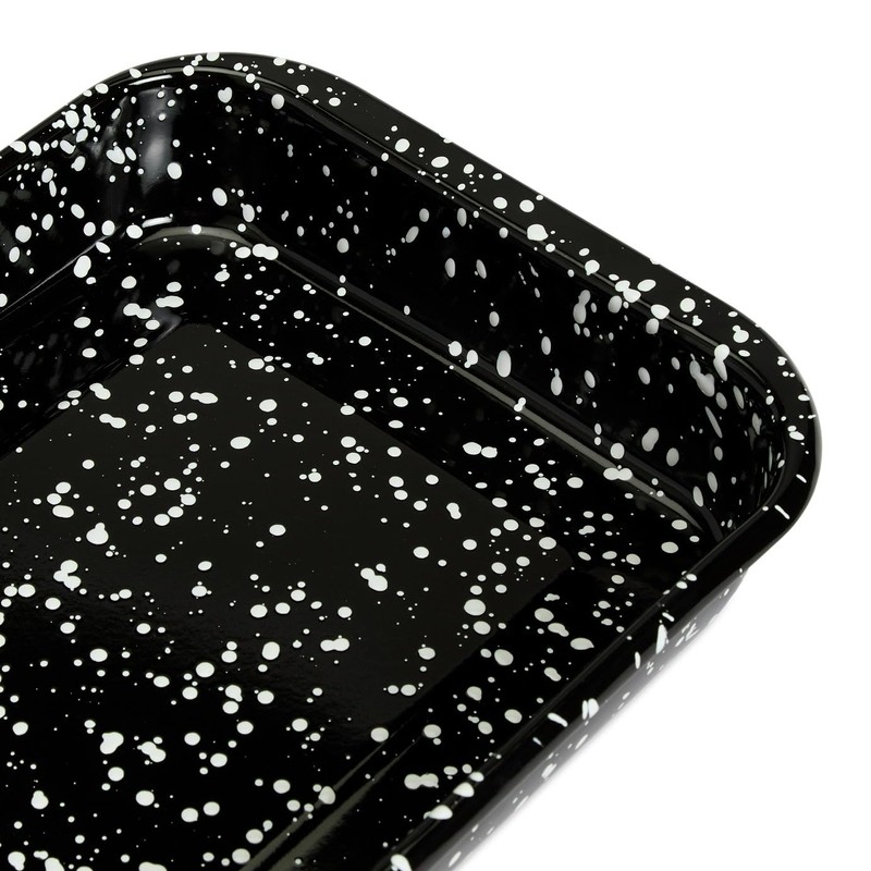 Speckled Enamel Roasting Pan, 29 cm, Black and White
