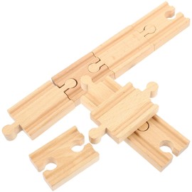 jojofuny 8pcs Wooden Train Railway Tracks, DIY Train Tracks, Wooden Railway Track Playthings, Straight Connectors