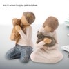 2pcs Man&Woman Hugging Pets Shape Resin Figurine Decoration Statue Model