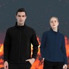 Winter cold weather hiking unisex fleece brushed fleece zip-up navy 95