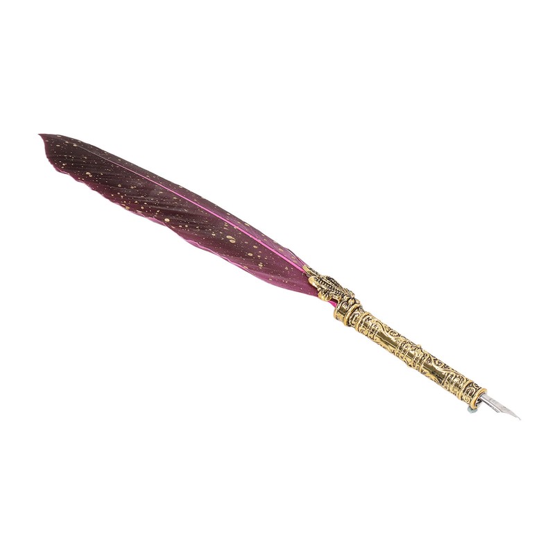 Feather Pen Set with 10 Interchangeable Nib Fire Lacquer Wax