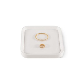 Yinbeini Jewelry Tray, Leather Trinket Tray,Luxury Necklace Organizer,Premium Jewelry Display For Vendors,White Watch Tray