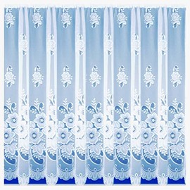 Maple Textiles Luxury Brilliant White Meghan Floral Net Curtain Sold by the Metre (36" - 91cm) Drop