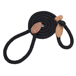 Mile High Life | Strong Soft Dog Slip Leash | Premium Poly Cotton Soft Comfortable Rope Dog Leash Dog Lead | Supports Strong Pulling Large Medium Small Dogs 4 or 5 Feet(Black 4 Foot (Pack of 1))