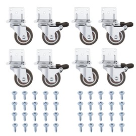YINETTECH 8PCS 1 inch Swivel Castors L-Mounting Plate Caster 4PCS with Brake 4PCS Without Brake for Furniture Flower Stands Cribs Table Loading Capacity 22lbs Per Wheel