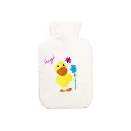Hugo Frosch Children's Eco Hot Water Bottle 0.8 L with Fleece Cover "Duck Gagi" White