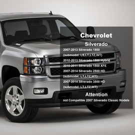 Reinko Headlight Assembly Set Compatible with 2007 2008 2009 2010 2011 2012 2013 Chevy Silverado 1500, 07-14 Silverado 2500HD 3500 Headlamp W/Wiring Harness & Bulbs, Chrome Housing Ambar Reflector