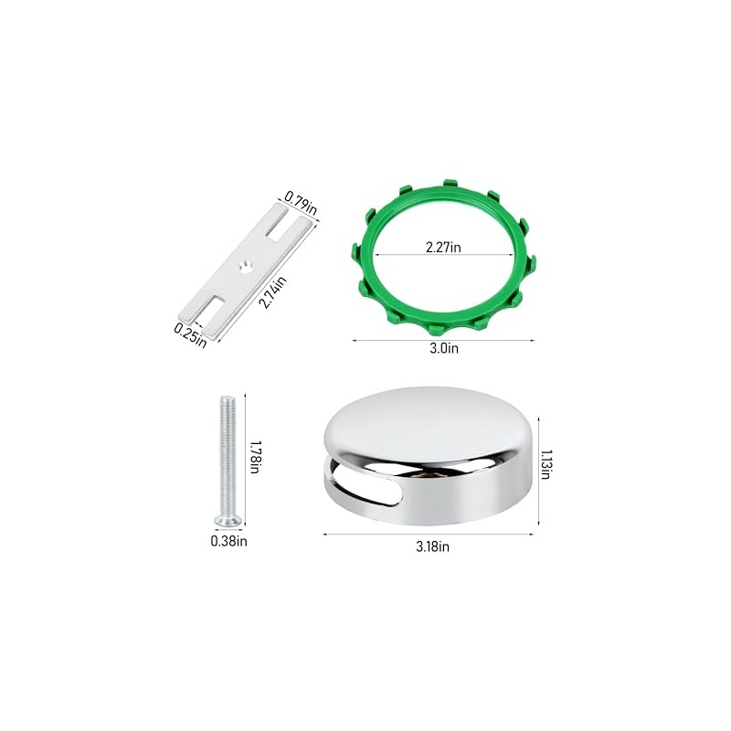 18009 Snap-On Bathtub Overflow Plate Kit in Chrome Plated 1Pcs