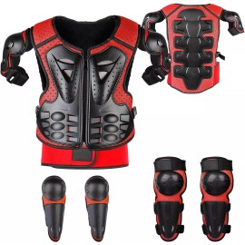 StarknightMT Motorcycle Waistcoat Armor Kids Motocross Dirt Bike Chest Spine Knee Elbow Pad