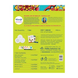 Fevicryl DIY Art of India Mandala Art kit | Acrylic Paints 6 Shades| Set of 2 Round Brushes | 3 Pre-Designed MDF Board | for Artists, Students, Children | Ideal for Festive Gifting