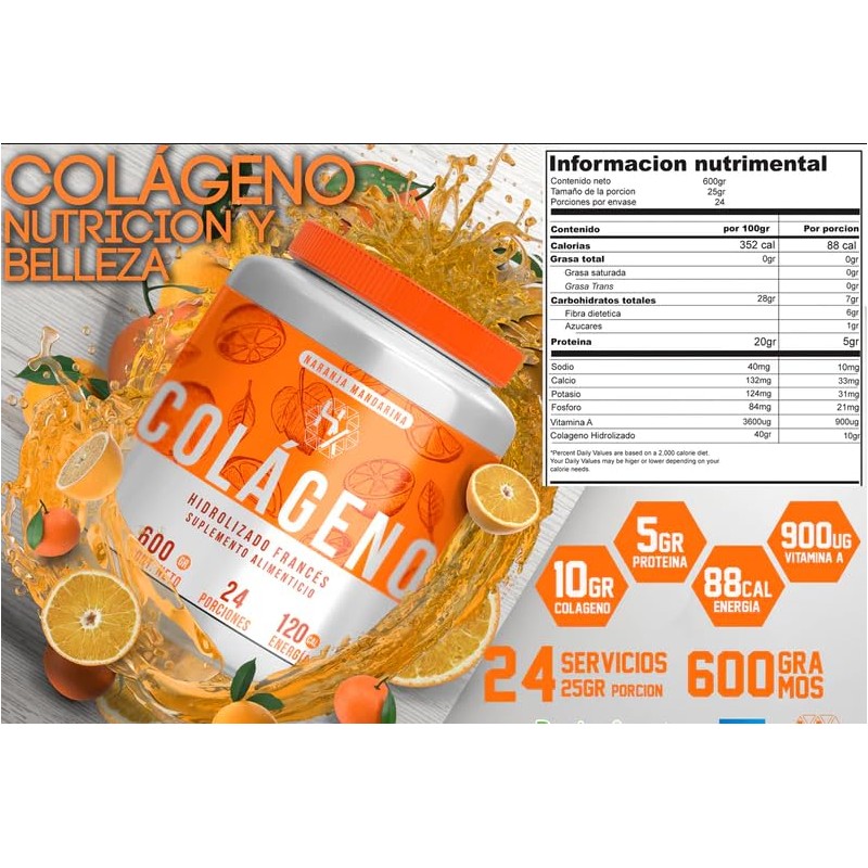 HOLIX LAB- COLAGENO HIDROLIZADO FRANCES - SABOR NARANJA