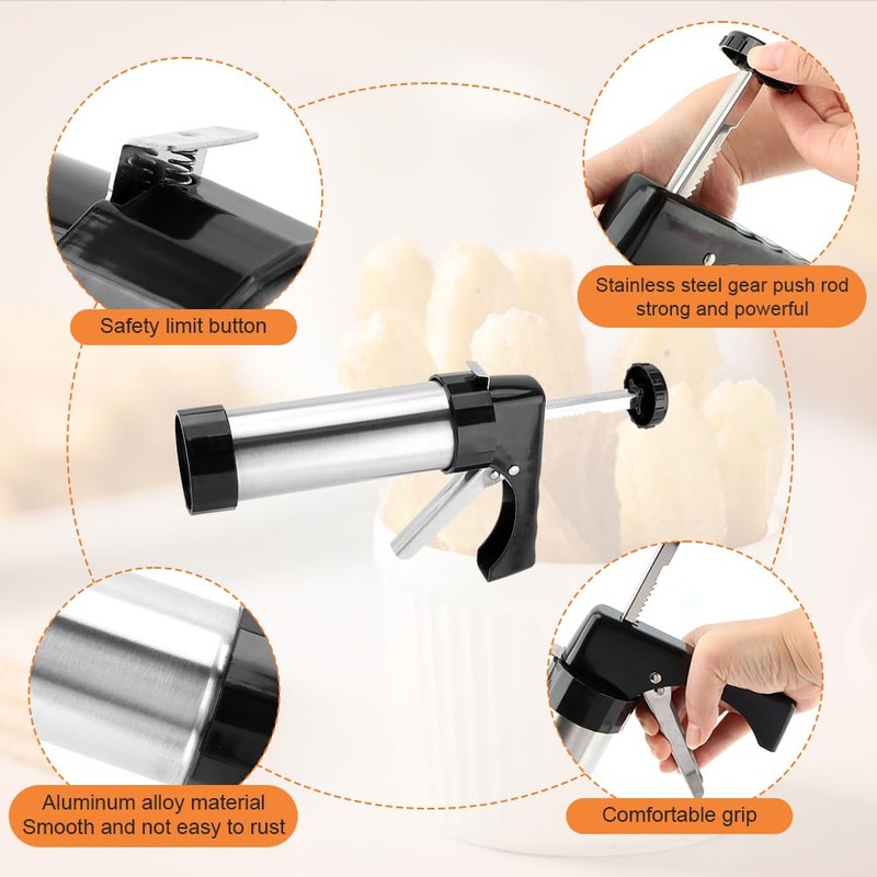 Churro Maker Machine, Stainless Steel Churros Gun Kit with 8
