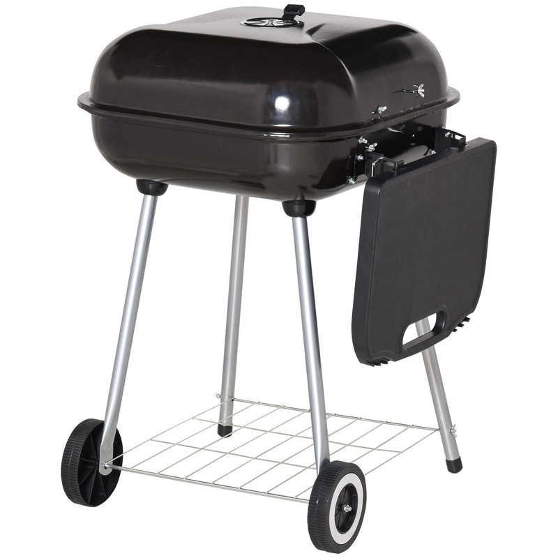 Outsunny Portable Charcoal Grill with Foldable Side Shelf and Bottom