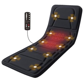 CooCoCo Massage Mat with Heat, Massage Pad with 10 Vibration Motors, Full Body Massager for Neck and Back, Bed Massager for Shoulders, Lumbar, Leg, Gifts for Dad Mom, Valentines Day Gifts for Women