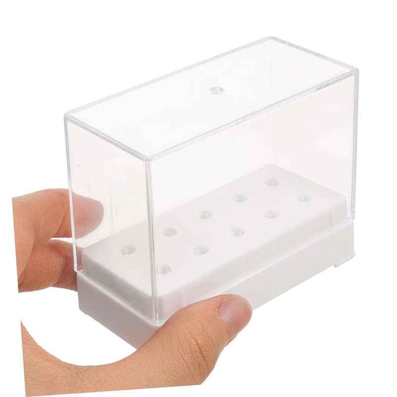 WOONEKY Nail Drill Bit Holder Storage Box 2-Piece 10-Holes Nail
