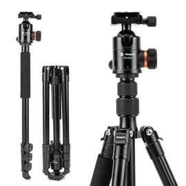 Fotopro 66" Camera Tripod, Aluminum Compact Travel Tripod and Monopod with 360° Ball Head Quick Release Plate, Professional Camera Tripod for DSLR, Load up 22lbs Video Tripod for DSLR, Load up 17.63bs