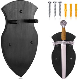 Queekay Wooden Sword Wall Mount Plaque Hanger for Katana Sword Display Stand for Wall Display Plaque with Hardware(Black,Stylish)