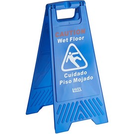 Caution Wet Floor Sign, 25 Inches, Blue, A-Frame, Bilingual, Foldable with Handle