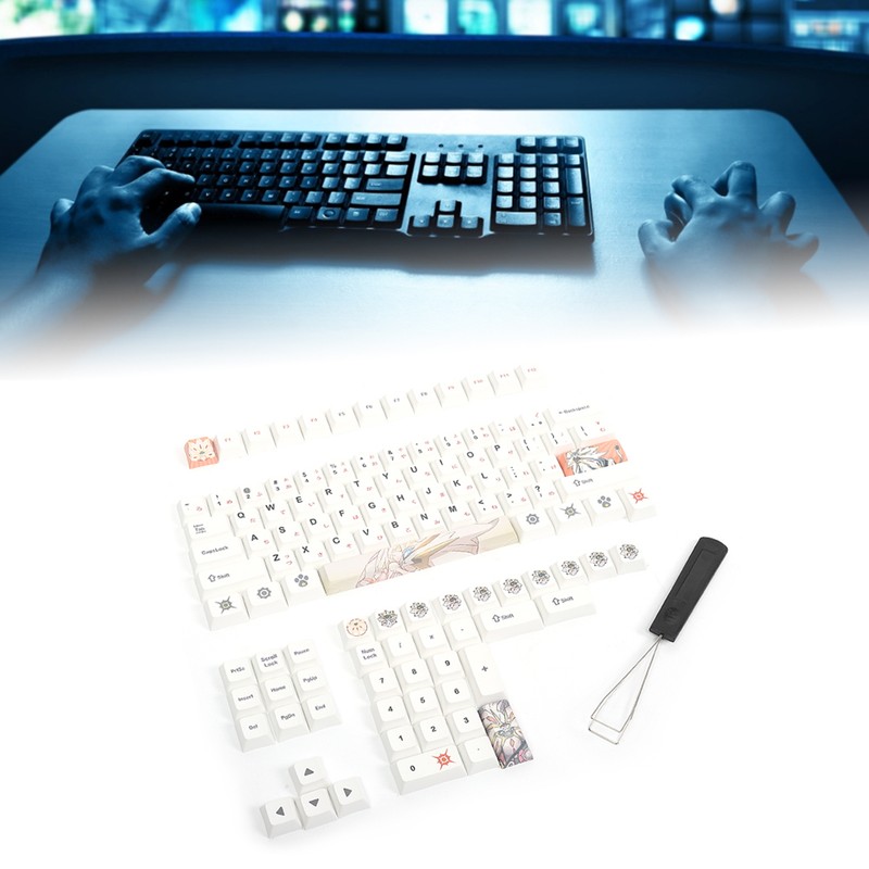 138PCs Keycaps Full Set PBT Mechanical Keyboard Accessory Computer Parts