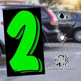 VERSA-TAGS 11 1/2 Inch Chartreuse Green & Black Numbers Windshield Pricing Sticker Car Dealer (2)