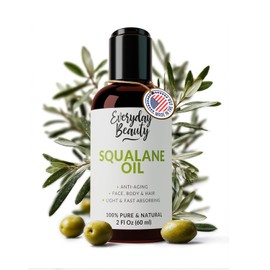 Aceite de escualano, aceite facial 100% puro y natural derivado de plantas, 2 fl oz, prensado en frío y sin refinar, aceite hidratante multiusos de grado premium para piel y cabello