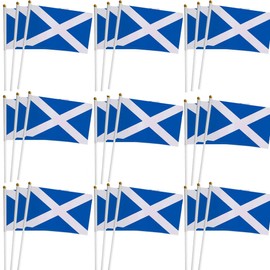 50 Pieces Small Scotland Stick Flag Hand Held Bunting Flag St Andrews Day Scottish Supporter Sports Waving Flag Football Fans Festival Celebration Party Parades 14x21cm Saint Andrew's Cross