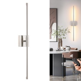 Morauroral Sand-Nickel Battery Operated Wall Sconce Single, Rechargeable Wall Sconce with Remote, Dimmable Sconce Wall Light, 30 Inch LED Wireless Wall Light for Bedroom,Living Room