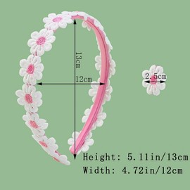 LSYJING 6 Daisies headbands Embroidery Flower Headbands Cute hair accessories Girl Beach birthday party supplies