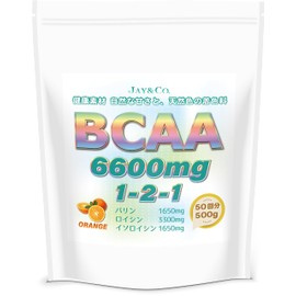 JAY&CO. (自然の甘みと天然色) BCAA 6600mg 1-2-1 国内製造 (オレンジ, 500グラム (x 1))