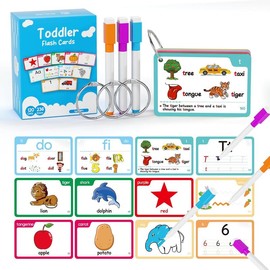 Toddler Flash Cards 120 PCS - 236 Pictures for Alphabet, Phonics, Numbers, Animals, Fruits, Vegetables, Writing & Drawing
