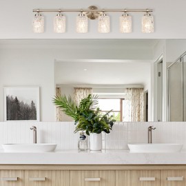 ALICE HOUSE 41-Inch Vanity Lights for Bathroom, Brushed Nickel, 6-Light Modern Bathroom Light Fixtures Over Mirror, AL4095-W6