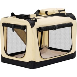 HICC PULE Collapsible Portable Dog Crate, 36 Inch Large Dog Crate Beige