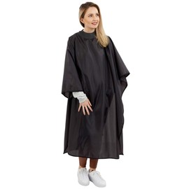 NeoCape Unigown PTFE Coated Hairdressing Gown - Premium Barber Cape with built-in Neoprene HairStop Collar (Black)