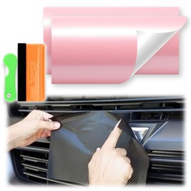 Cherry Blossom Pink 2pcs 5"x10" Super Gloss Metallic Vinyl Wrap Compatible with Chevy Bowtie Emblem Overlay Sticker Decal Front Rear Film Sheet Free Tool Kit